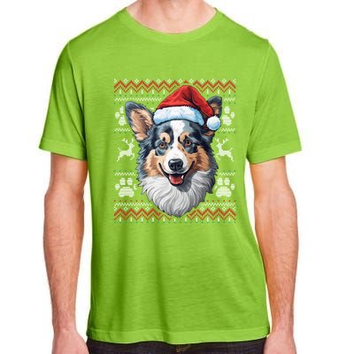 Blue Merle Corgi Santa Hat Christmas Funny Dog Mom Dad Cute Gift Adult ChromaSoft Performance T-Shirt