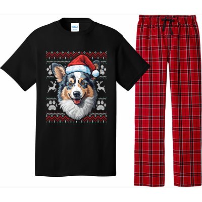 Blue Merle Corgi Santa Hat Christmas Funny Dog Mom Dad Cute Gift Pajama Set