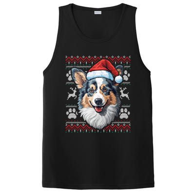 Blue Merle Corgi Santa Hat Christmas Funny Dog Mom Dad Cute Gift PosiCharge Competitor Tank