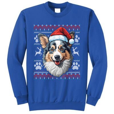 Blue Merle Corgi Santa Hat Christmas Funny Dog Mom Dad Cute Gift Sweatshirt