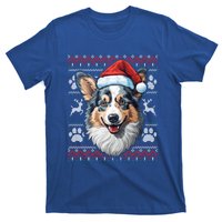 Blue Merle Corgi Santa Hat Christmas Funny Dog Mom Dad Cute Gift T-Shirt