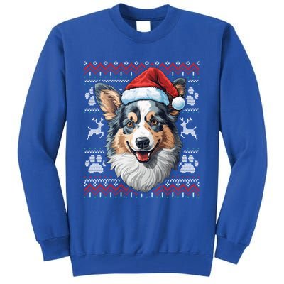 Blue Merle Corgi Santa Hat Christmas Funny Dog Mom Dad Cute Gift Tall Sweatshirt