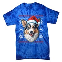 Blue Merle Corgi Santa Hat Christmas Funny Dog Mom Dad Cute Gift Tie-Dye T-Shirt