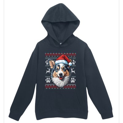 Blue Merle Corgi Santa Hat Christmas Funny Dog Mom Dad Cute Gift Urban Pullover Hoodie