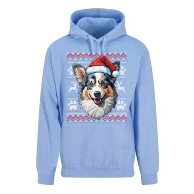 Blue Merle Corgi Santa Hat Christmas Funny Dog Mom Dad Cute Gift Unisex Surf Hoodie