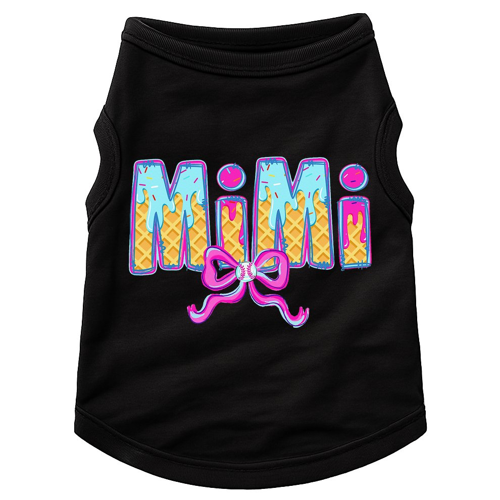 Baseball Mimi Coquette Bow Ice Cream Baseball Drip For Doggie Tank