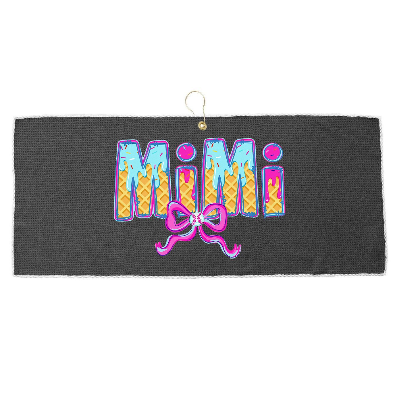 Baseball Mimi Coquette Bow Ice Cream Baseball Drip For Large Microfiber Waffle Golf Towel
