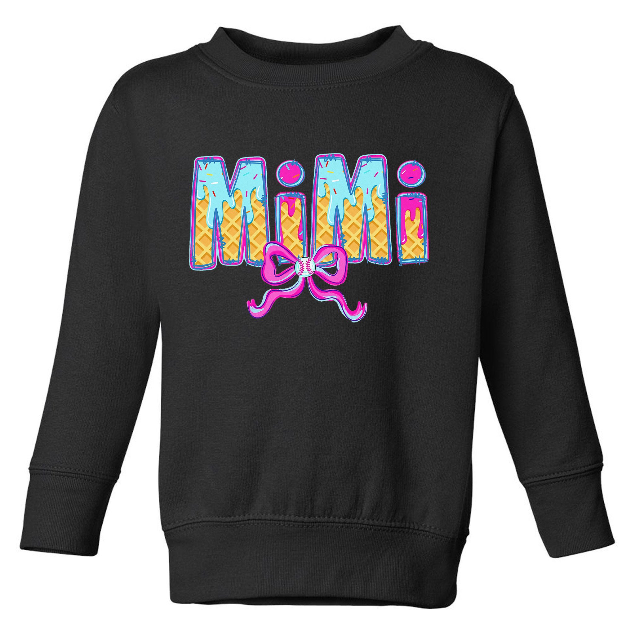 Baseball Mimi Coquette Bow Ice Cream Baseball Drip For Toddler Sweatshirt