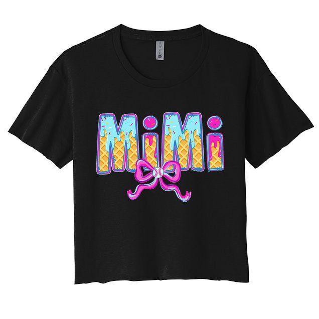 Baseball Mimi Coquette Bow Ice Cream Baseball Drip For Women's Crop Top Tee