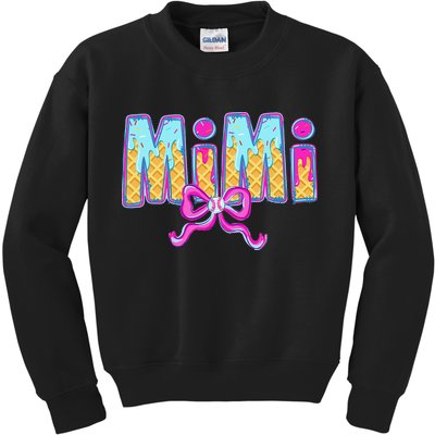 Baseball Mimi Coquette Bow Ice Cream Baseball Drip For Kids Sweatshirt