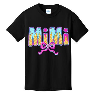 Baseball Mimi Coquette Bow Ice Cream Baseball Drip For Kids T-Shirt