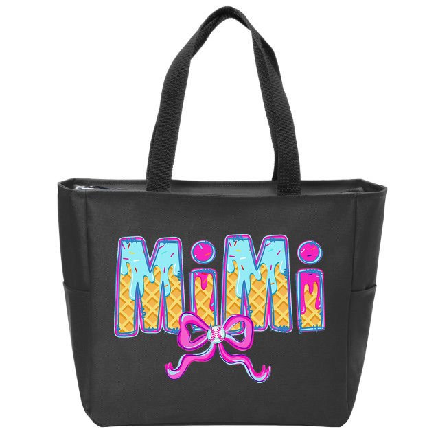 Baseball Mimi Coquette Bow Ice Cream Baseball Drip For Zip Tote Bag