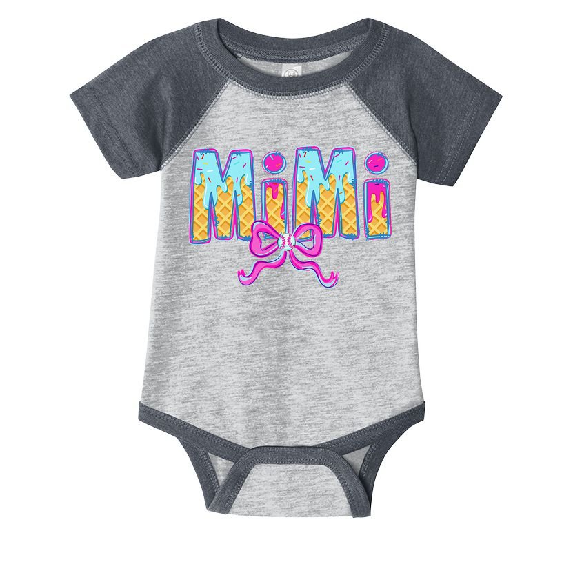 Baseball Mimi Coquette Bow Ice Cream Baseball Drip For Infant Baby Jersey Bodysuit