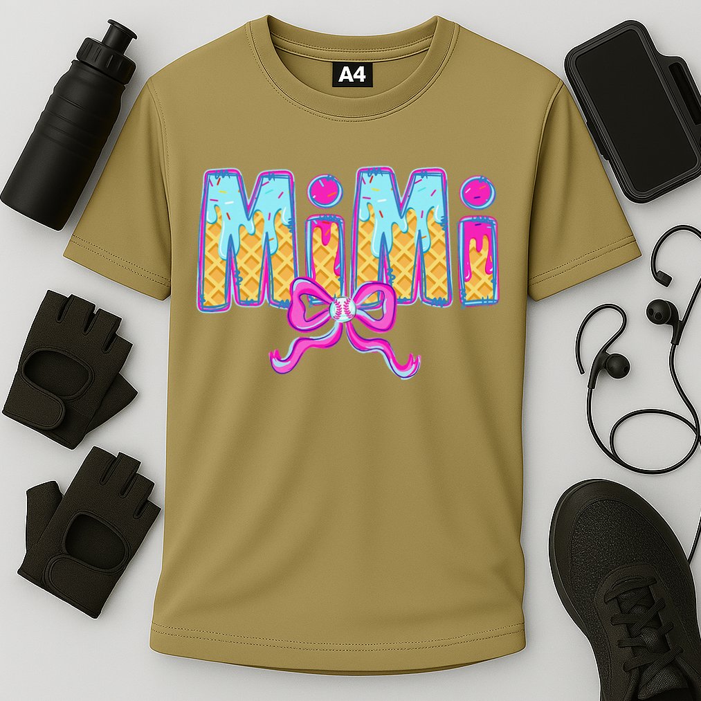 Baseball Mimi Coquette Bow Ice Cream Baseball Drip For Cooling Performance Crew T-Shirt