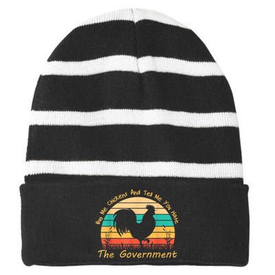 Buy Me Chickens And Tell Me You Hate The Government Vintage Striped Beanie with Solid Band