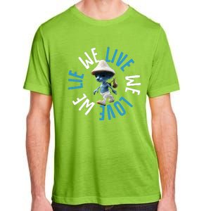 Blue Mushroom Cat Meme We Live We Love We Lie Adult ChromaSoft Performance T-Shirt