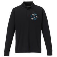 Blue Mushroom Cat Meme We Live We Love We Lie Performance Long Sleeve Polo