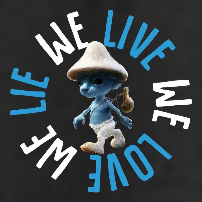 Blue Mushroom Cat Meme We Live We Love We Lie Adult Drive Performance Visor