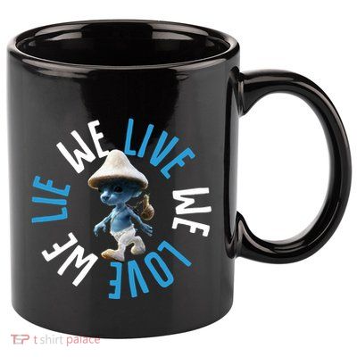 Blue Mushroom Cat Meme We Live We Love We Lie 11oz C Handle Ceramic Mug