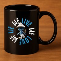 Blue Mushroom Cat Meme We Live We Love We Lie 11oz C Handle Ceramic Mug
