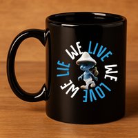 Blue Mushroom Cat Meme We Live We Love We Lie 11oz C Handle Ceramic Mug