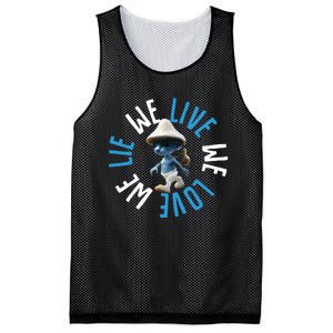 Blue Mushroom Cat Meme We Live We Love We Lie Mesh Reversible Basketball Jersey Tank