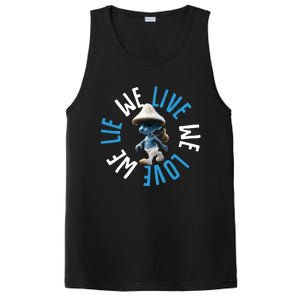 Blue Mushroom Cat Meme We Live We Love We Lie PosiCharge Competitor Tank