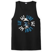 Blue Mushroom Cat Meme We Live We Love We Lie PosiCharge Competitor Tank