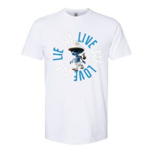 Blue Mushroom Cat Meme We Live We Love We Lie Softstyle CVC T-Shirt