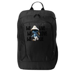 Blue Mushroom Cat Meme We Live We Love We Lie Funny Meme Design City Backpack