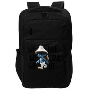 Blue Mushroom Cat Meme We Live We Love We Lie Funny Meme Design Impact Tech Backpack