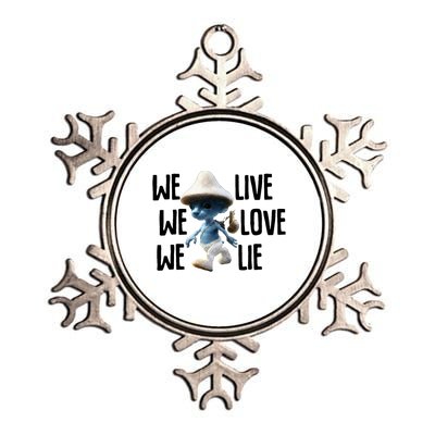 Blue Mushroom Cat Meme We Live We Love We Lie Funny Meme Design Metallic Star Ornament