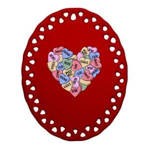 Be Mine Candy Heart Valentine Gift For Valentine Day Ceramic Oval Ornament