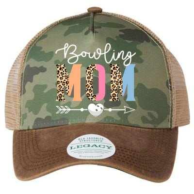 Bowling Mom Cute Bowling Game Mother's Day Leopard Gift Legacy Tie Dye Trucker Hat