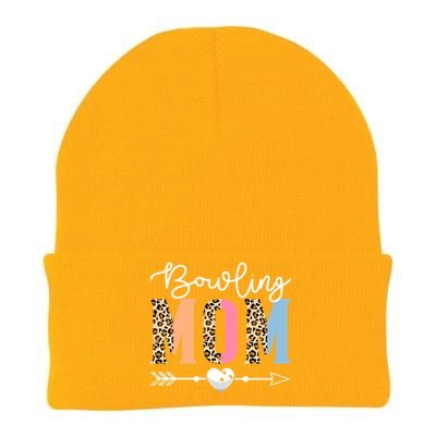 Bowling Mom Cute Bowling Game Mother's Day Leopard Gift Knit Cap Winter Beanie