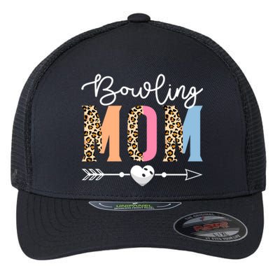 Bowling Mom Cute Bowling Game Mother's Day Leopard Gift Flexfit Unipanel Trucker Cap