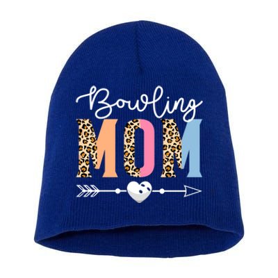 Bowling Mom Cute Bowling Game Mother's Day Leopard Gift Short Acrylic Beanie