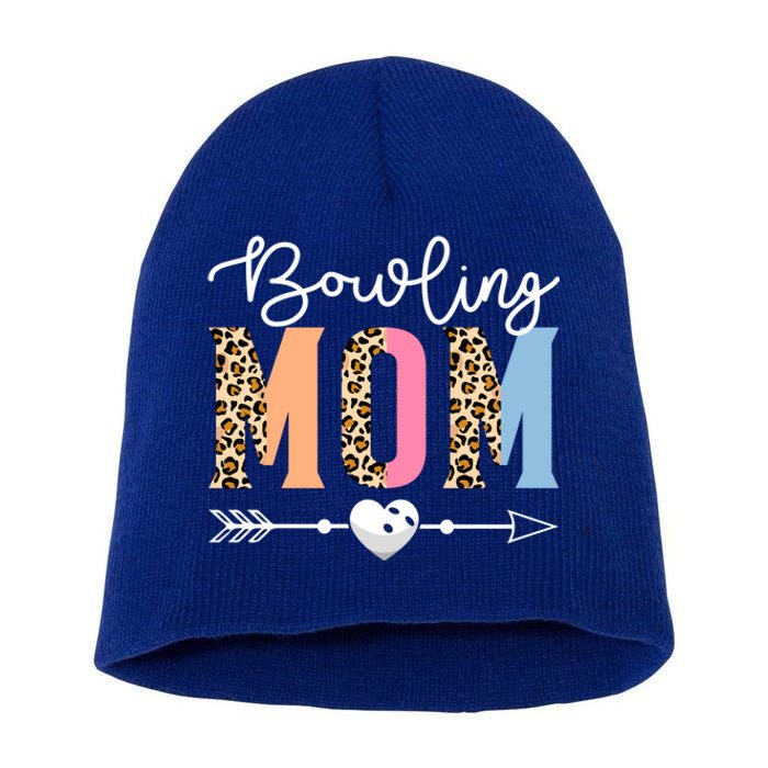 Bowling Mom Cute Bowling Game Mother's Day Leopard Gift Short Acrylic Beanie