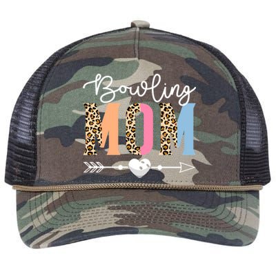 Bowling Mom Cute Bowling Game Mother's Day Leopard Gift Retro Rope Trucker Hat Cap