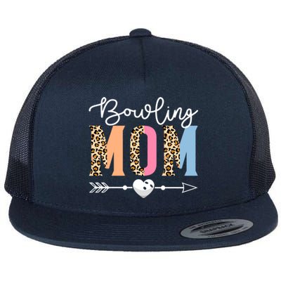 Bowling Mom Cute Bowling Game Mother's Day Leopard Gift Flat Bill Trucker Hat