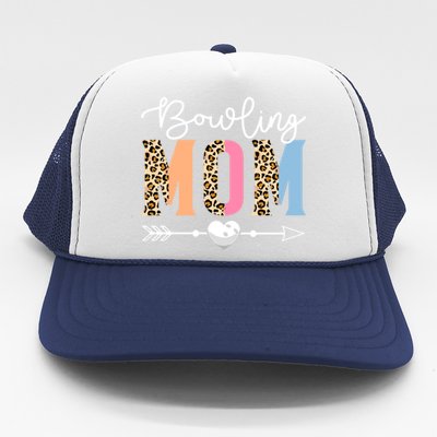 Bowling Mom Cute Bowling Game Mother's Day Leopard Gift Trucker Hat