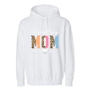 Bowling Mom Cute Bowling Game Mother's Day Leopard Gift Garment-Dyed Fleece Hoodie