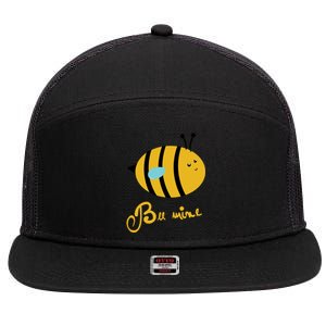 Bee Mine Cute Bees Valentines Day Couples Gift 7 Panel Mesh Trucker Snapback Hat