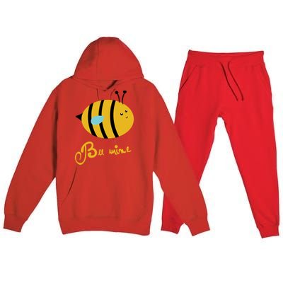 Bee Mine Cute Bees Valentines Day Couples Gift Premium Hooded Sweatsuit Set