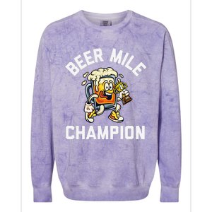 Beer Mile Champion Funny Race Running Beer Drinking Colorblast Crewneck Sweatshirt