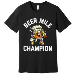 Beer Mile Champion Funny Race Running Beer Drinking Premium T-Shirt