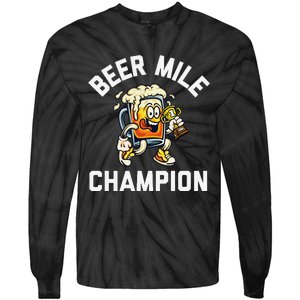 Beer Mile Champion Funny Race Running Beer Drinking Tie-Dye Long Sleeve Shirt