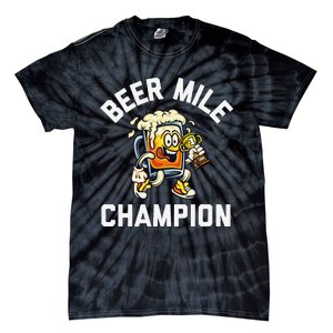 Beer Mile Champion Funny Race Running Beer Drinking Tie-Dye T-Shirt