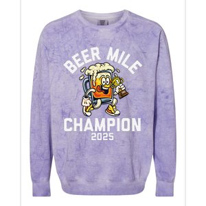 Beer Mile Champion 2025 Funny Race Running Beer Drinking Colorblast Crewneck Sweatshirt