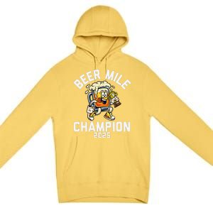 Beer Mile Champion 2025 Funny Race Running Beer Drinking Premium Pullover Hoodie